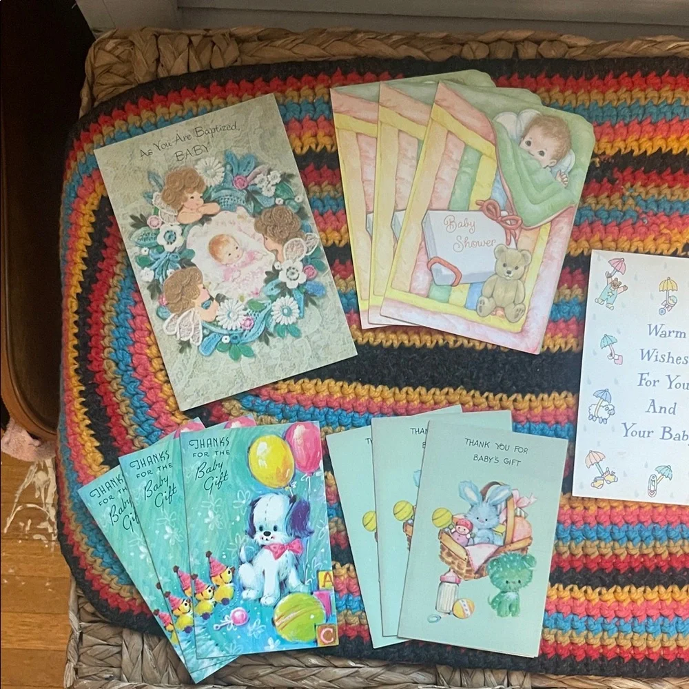 Charming Vintage Baby Shower Invitation and thank you cards Set 27 card bundle